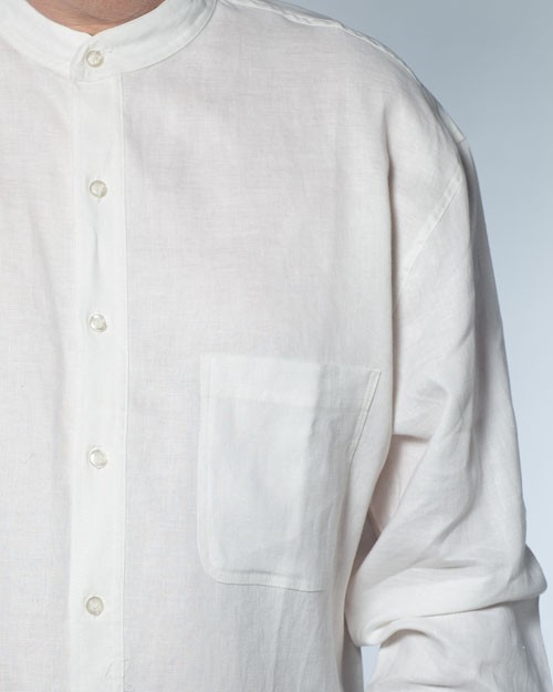 Long Sleeve 100% Linen Shirts w/banded collar - FLAT HEM - Linen Shirts ...